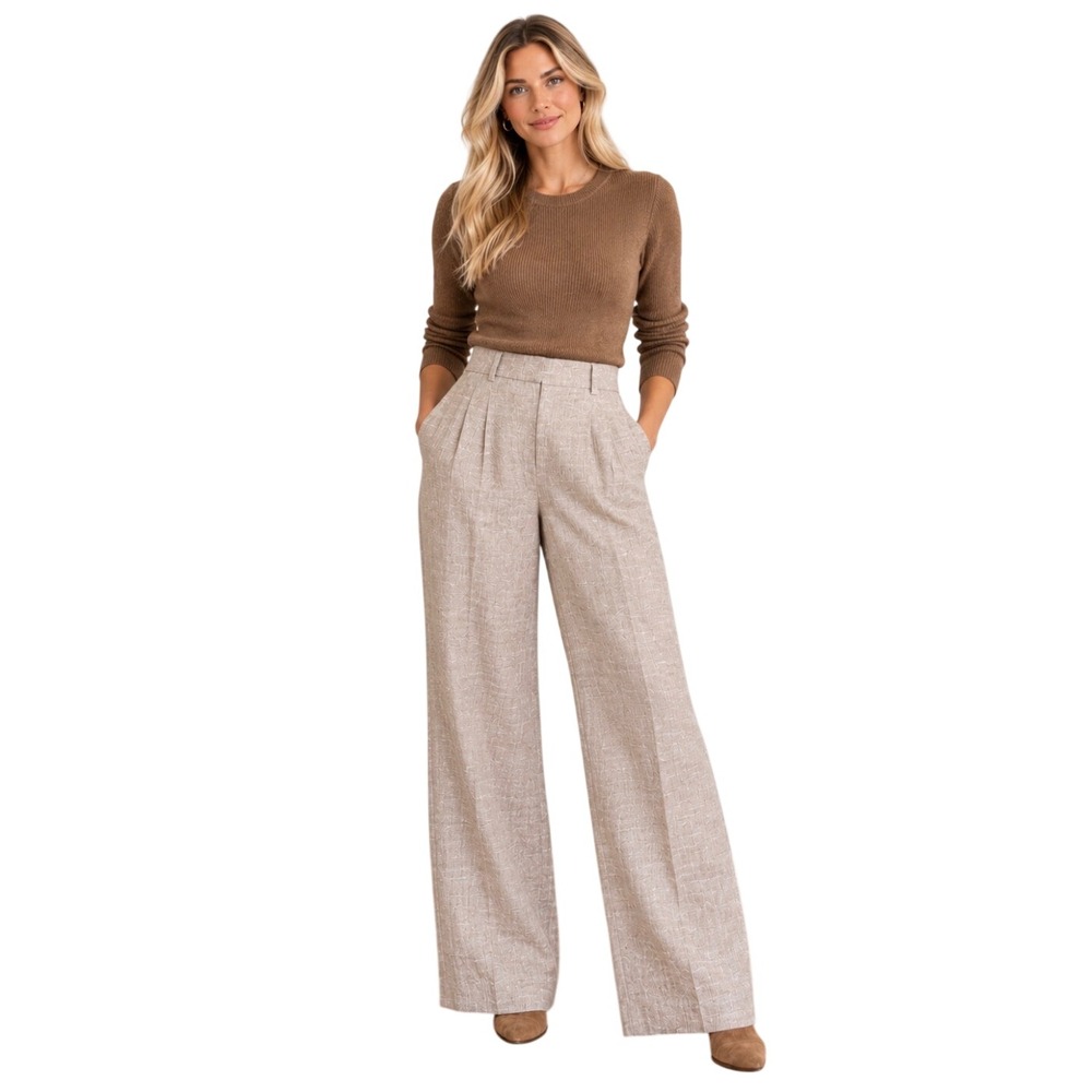 NWT Boden Kensington Linen Trousers in Oatmeal Melange Tan Size 10R